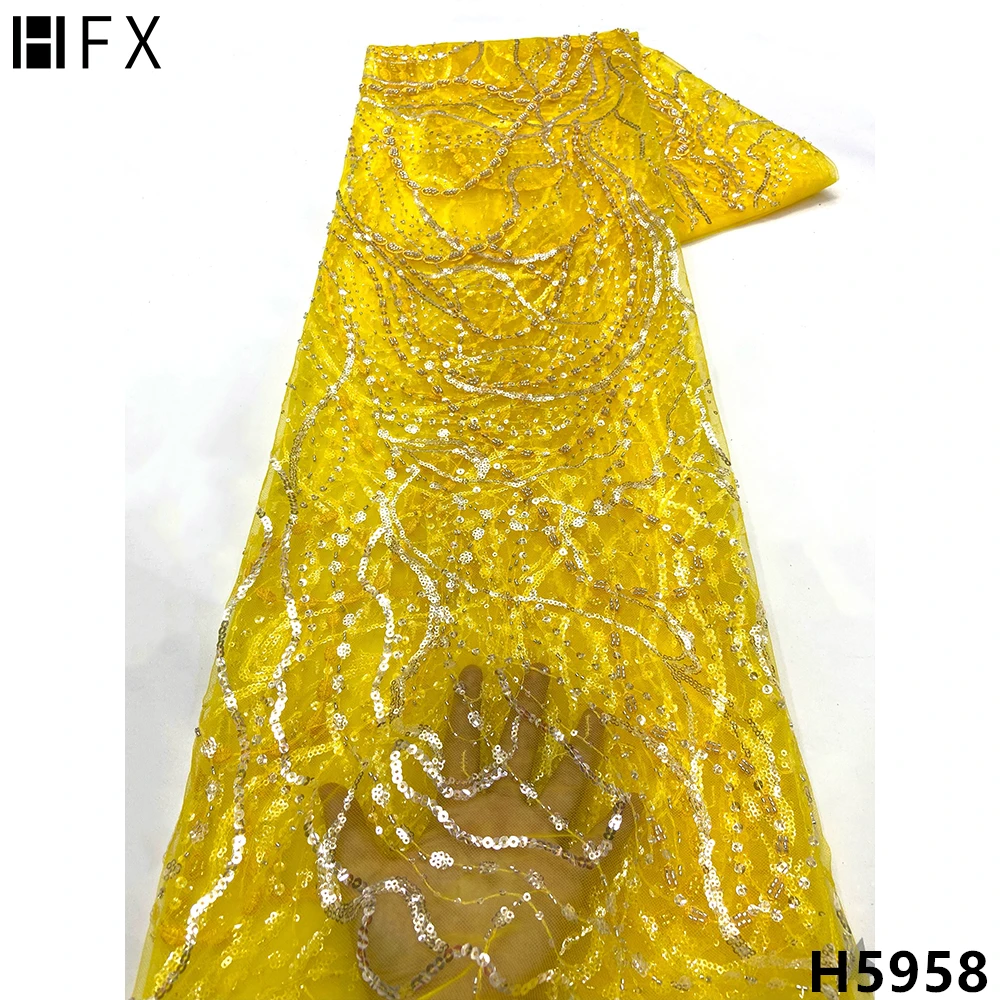 HFX новый стиль пайетки французское кружево ткань вышивка Африканское Сетчатое
