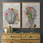 Картина на холсте с изображением анатомии, медицинского искусства, цветочного мозга, черепного нерва, ретро, учебный плакат, Настенная картина, украшение для офиса врача