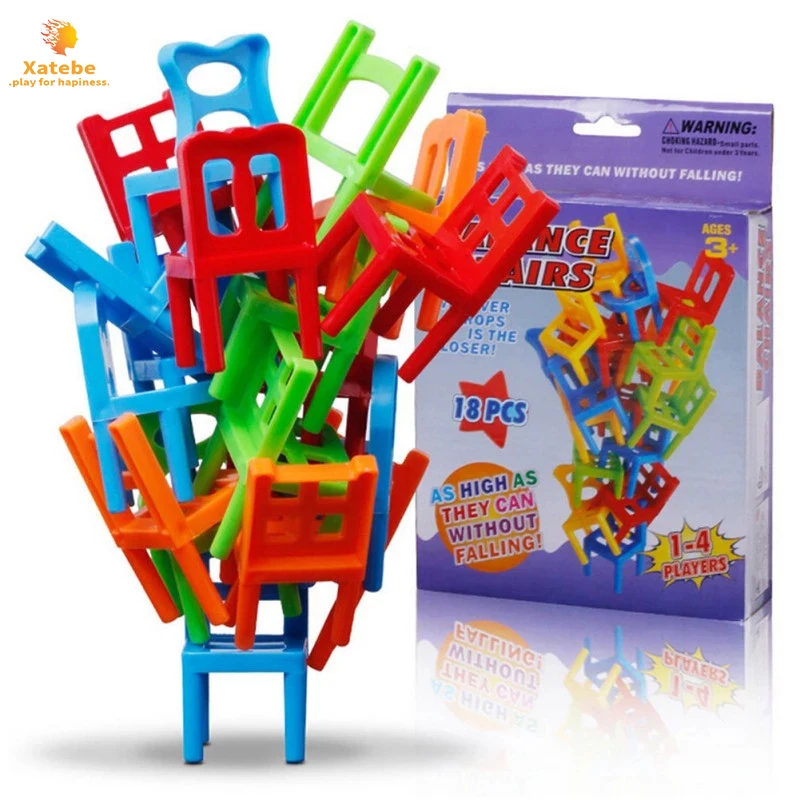 

18pcs/set Board Game Balance Chairs Adult Kids Stacking Game Parent-child gathering puzzle DIY Interactive Toy Party Boy gift