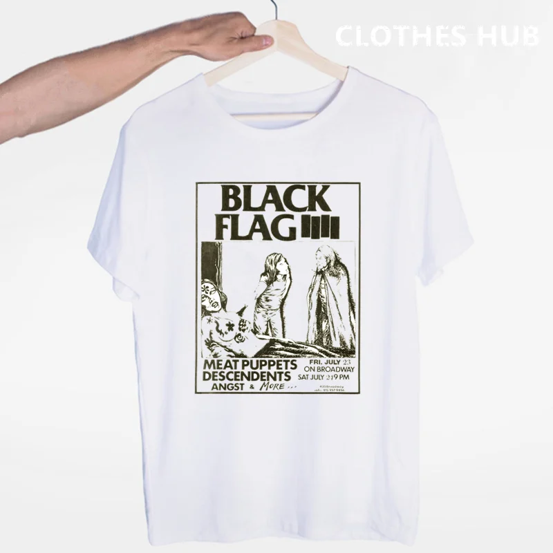 Черная футболка с изображением флага панк рок группы Henry Rollins круглым вырезом и