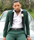 Костюм мужской облегающий охотничий зеленый из 2 предметов, свадебные смокинги для шафера с заостренным лацканом, официальный костюм для выпускного вечера (пиджак и брюки)