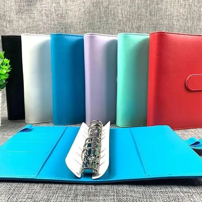 

1Pcs Simple Macaron Notepad Case 6-hole Binder Notebook Leather Cover Soft Waterproof Handbook Cover Stationery