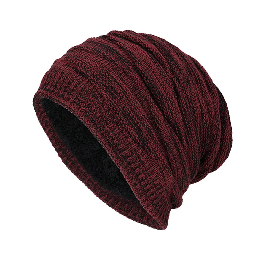 Мужские и женские зимние шапочки уличная шерстяная вязаная теплая шапка плюс