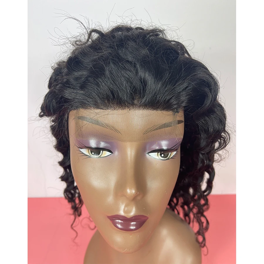 

Human Hair Lace Closure Wig Deep Wave 14 Inches Curly Hair