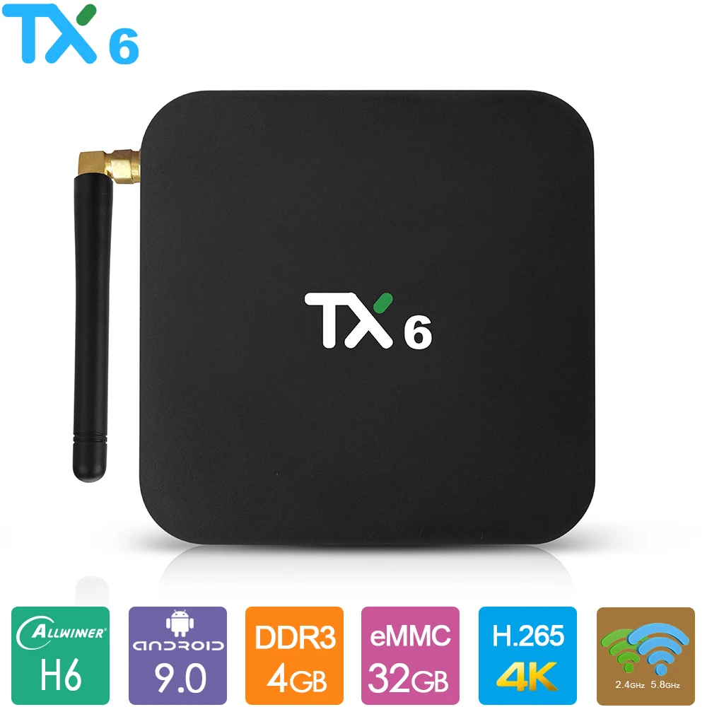 4K Smart tv Box Android 9,0 TX6 Allwinner H6 4GB ram 64GB rom 2G/16G 32G BT 2,4G/5 GHz двойной WiFi медиаплеер TX6 MINI