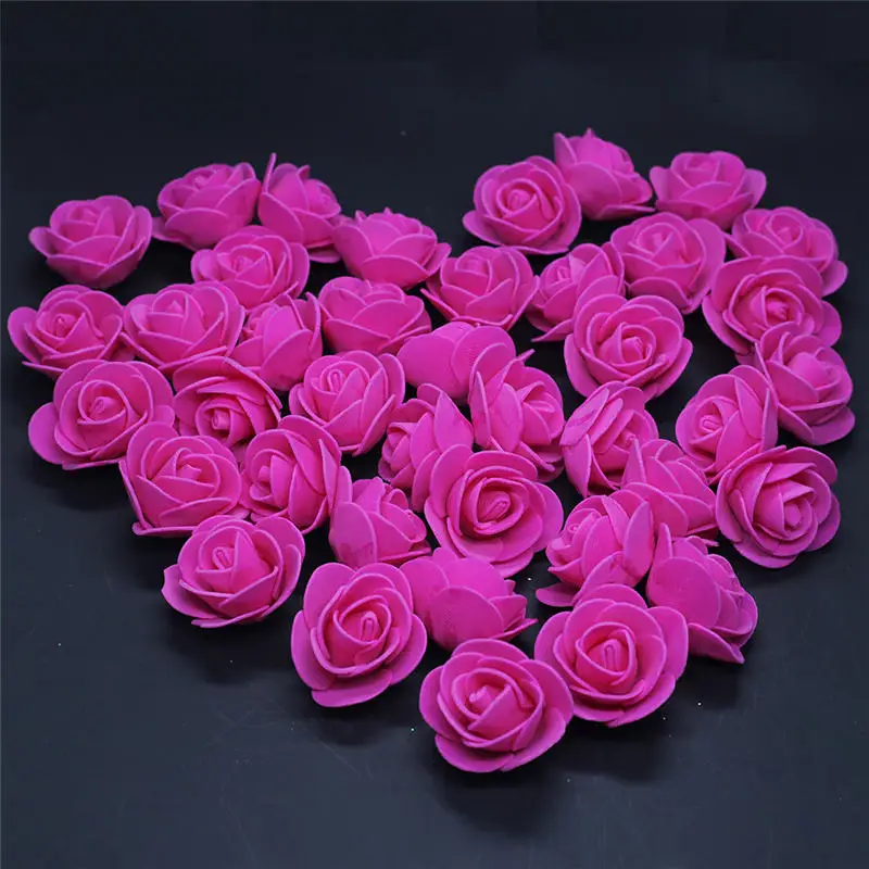 rose red 50 шт 100 шт 500 шт Дешевые мини темно-синие ПЭ Пена головка розы поддельные цветы, изготовленные вручную Свадебные украшения - Цвет: rose red