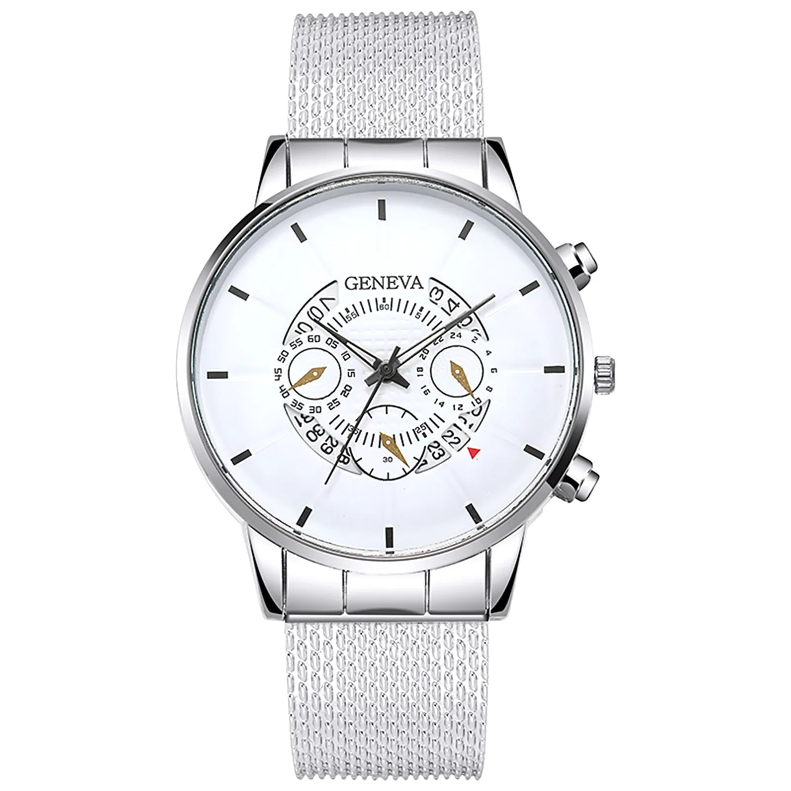 

Fashion Men Sport Watch Blue Silver Chronograph Calendar Casual Business Quartz Men Watch Waterproof Stainless Steel Mesh Strap