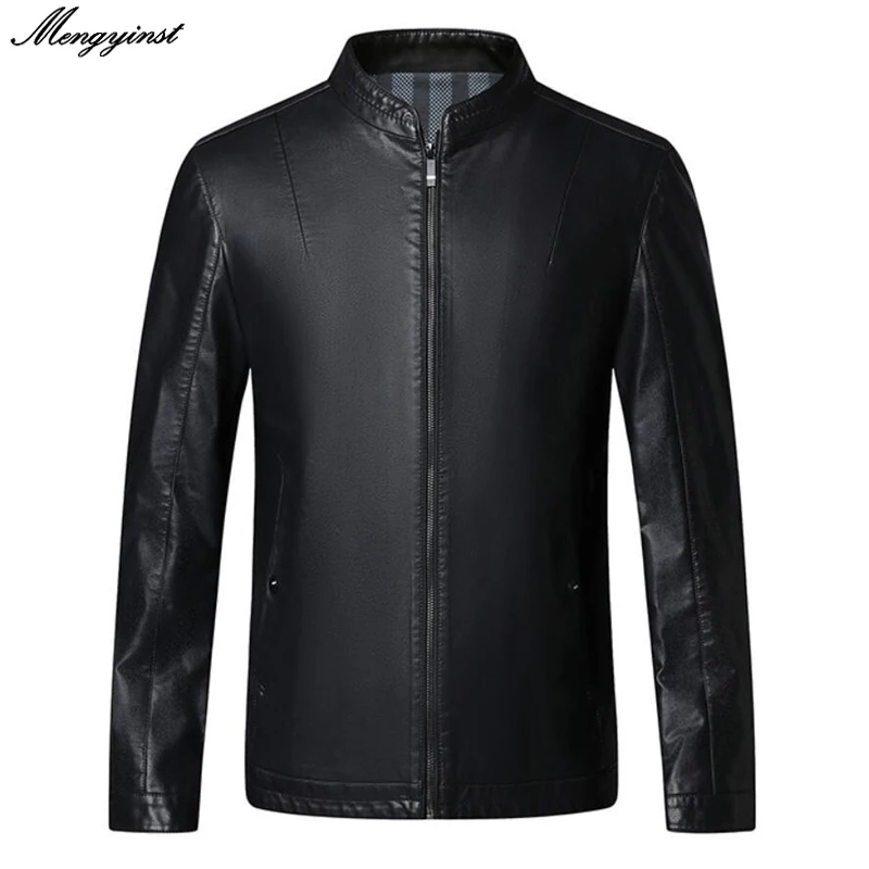 

2021 New Fashion Autumn Men's Faux PU Motorcycle Leather Jacket Mens Casual Slim Stand Collar Artificial Leather Biker Jackets