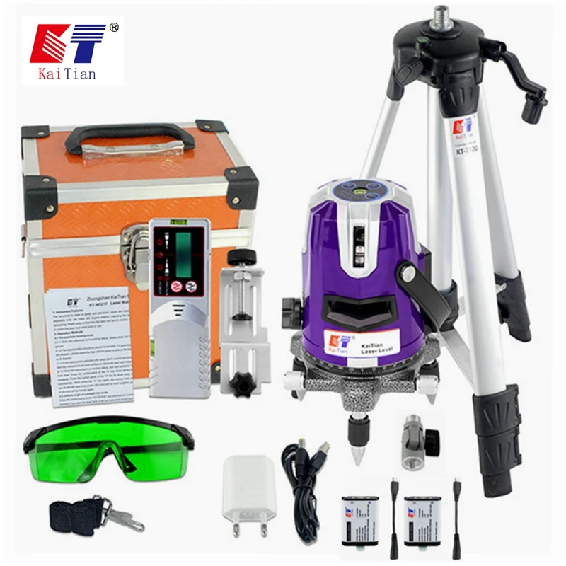 Kaitian зеленый штатив с лазерным уровнем 2 линии самонивелирующийся крест