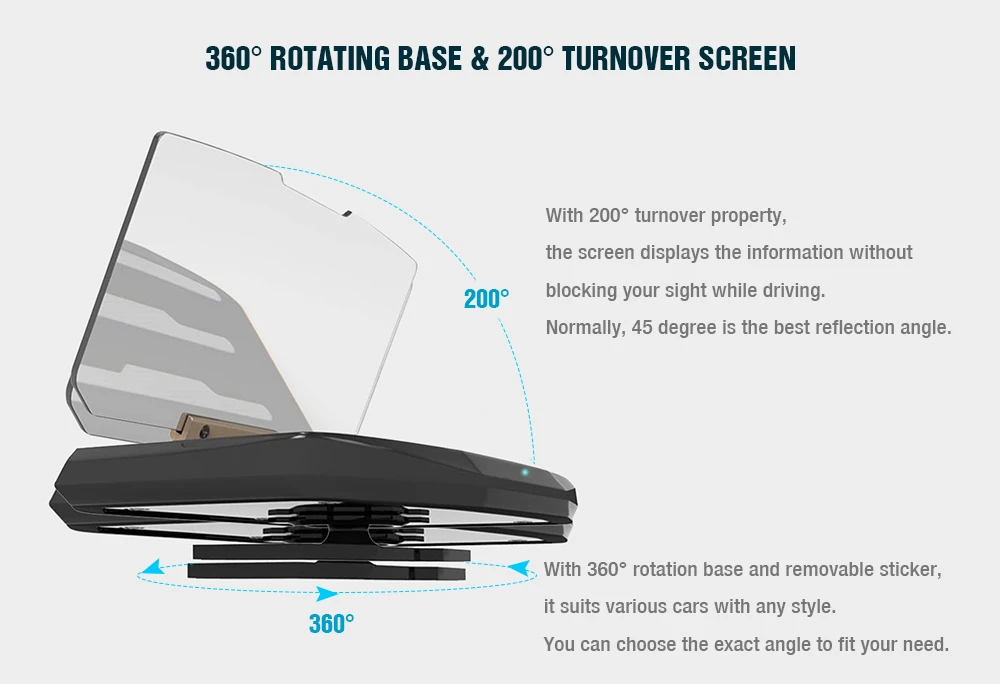 Newcarpro Универсальный мобильный gps навигационный кронштейн HUD Head Up Displayer для смартфона Автомобильный держатель Подставка для телефона