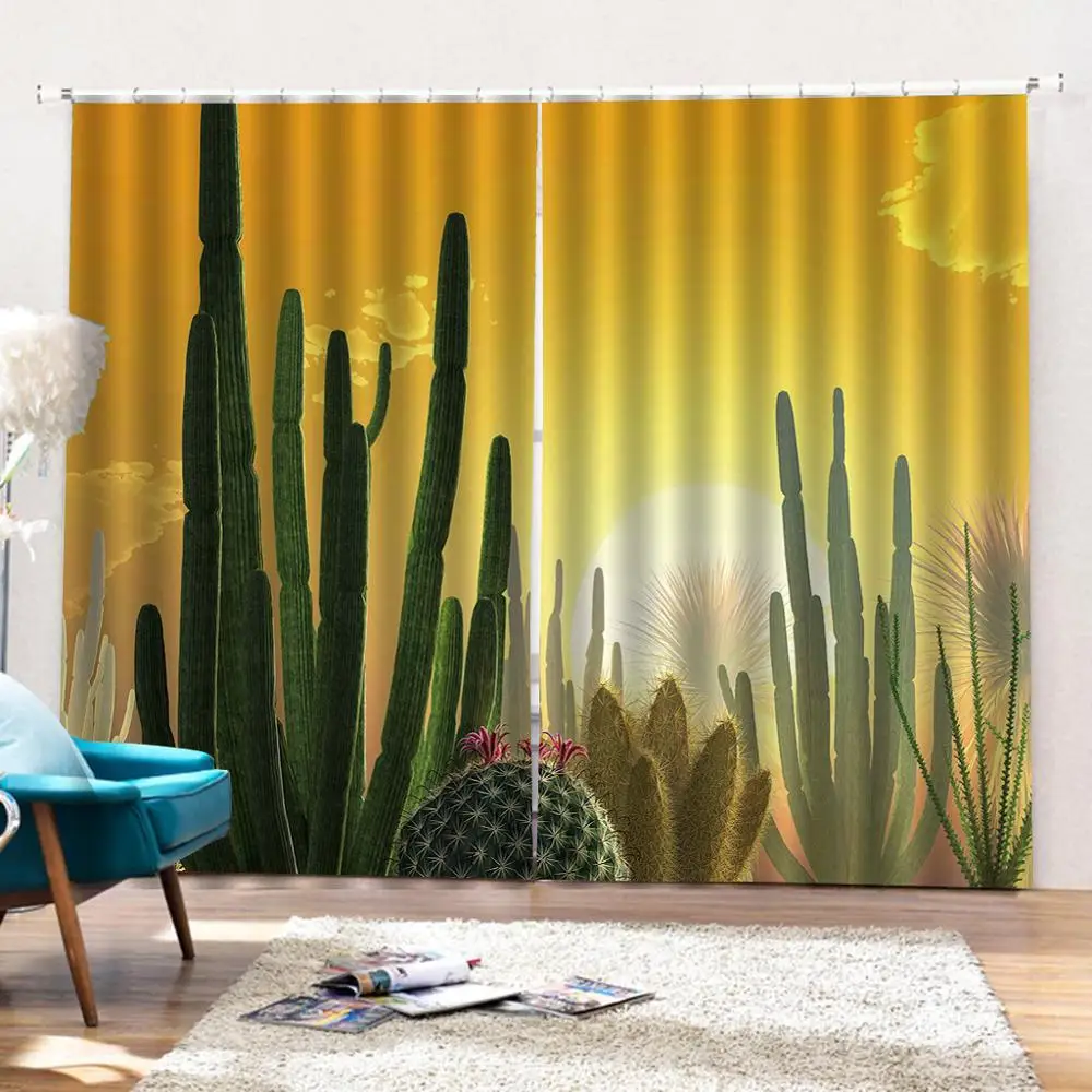 

green plant curtains 3D Blackout Curtains For Living room Bedding room Drapes Cotinas para sala Drapes Cortinas