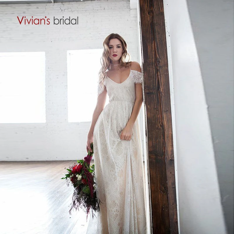 Vivian's Bridal Boho кружевное свадебное платье с открытыми плечами сексуальное на