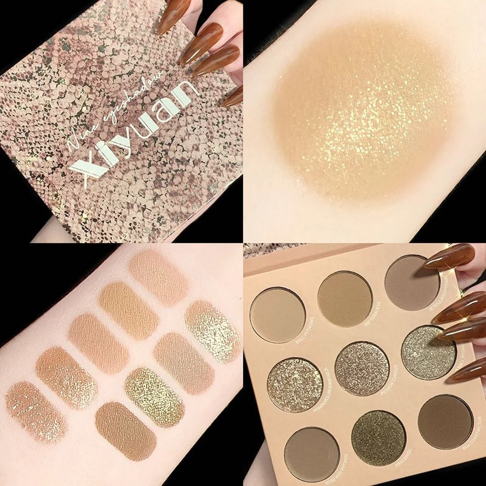 

Xiyuan 9-цветные тени для век, пудра, аккуратная и легко окрашивается, не летает, яркий стойкий макияж глаз