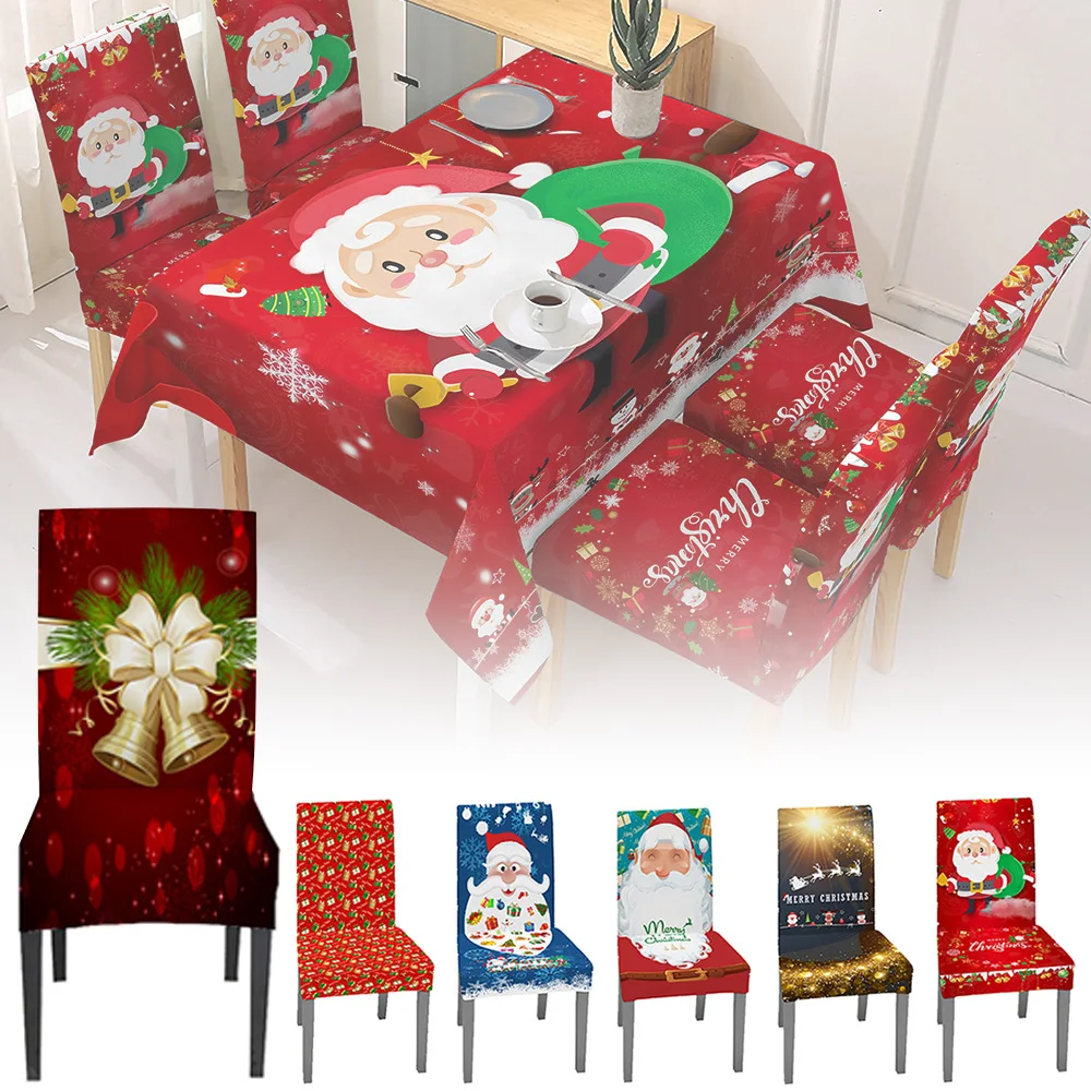 

New 1Pc Chair Covers Dining Christmas Stretch Slipcovers Santa Claus Xmas Home Party Decor