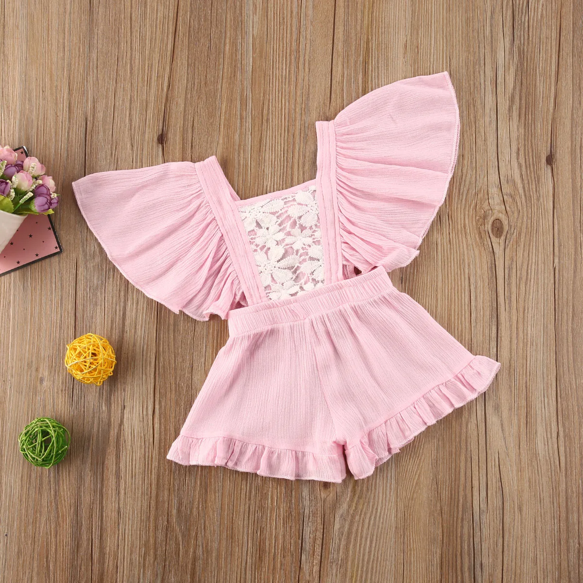 Комбинезон детский кружевной Ползунки с оборками для девочек 0-5 лет | Мать и