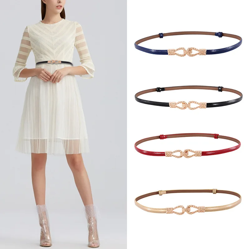 

Women Punk Chain Belt Adjustable Black Double/Single Eyelet Grommet Metal Buckle Leather Waistband For Jeans Slimming Body Belts