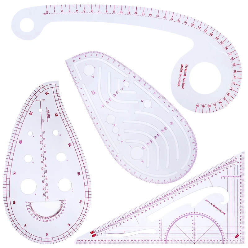 

IMZAY 4PCS Metric Ruler Set Sewing Ruler Set French Curve Pattern Grading Ruler Dressmaking Drawing Drafting Tools Kit