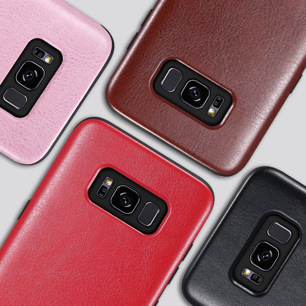 Простой из искусственной кожи чехол для samsung Galaxy S8 S9 Plus Ретро Бизнес S10 S10E Мягкий