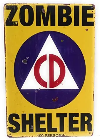 

Zombie Shelter Metal Tin Sign, Retro Sign, Funny Sign, Bedroom Sign, Home Decor, Zombie Shelter Sign, Shelter Sign