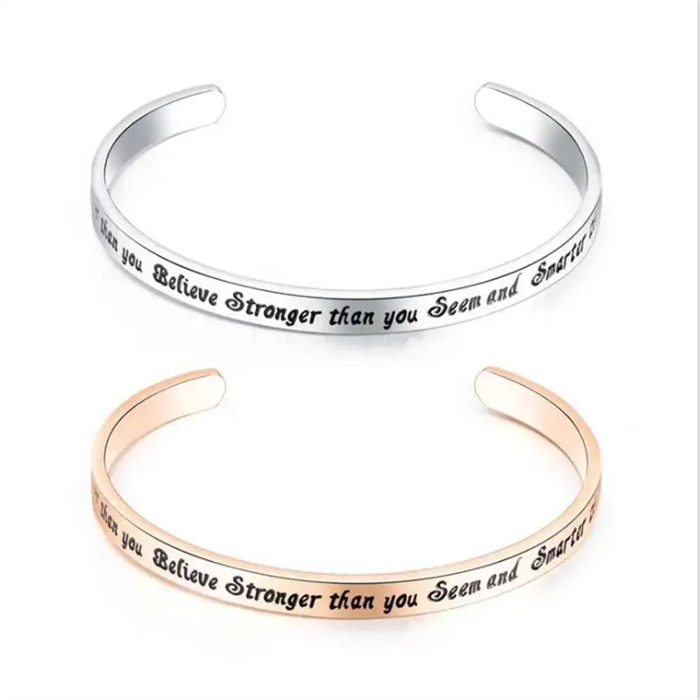 Женские украшения из титановой стали браслеты с вдохновляющими фразами для пар