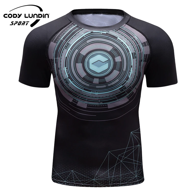 

2021 Men Fitness Shirts Guangzhou Gym Rash Guard Sublimation Printing Short Sleeve