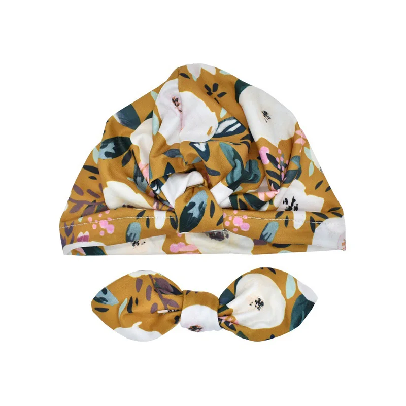 Baby Turban Elastic Cap Cotton Soft Newborn Floral Pattern Knit Beanies Girls Sleep Caps Hat | Детская одежда и обувь