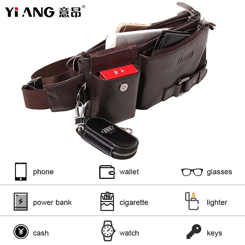 Поясная Сумка из натуральной кожи для мужчин забавная Сумочка телефона дорожный