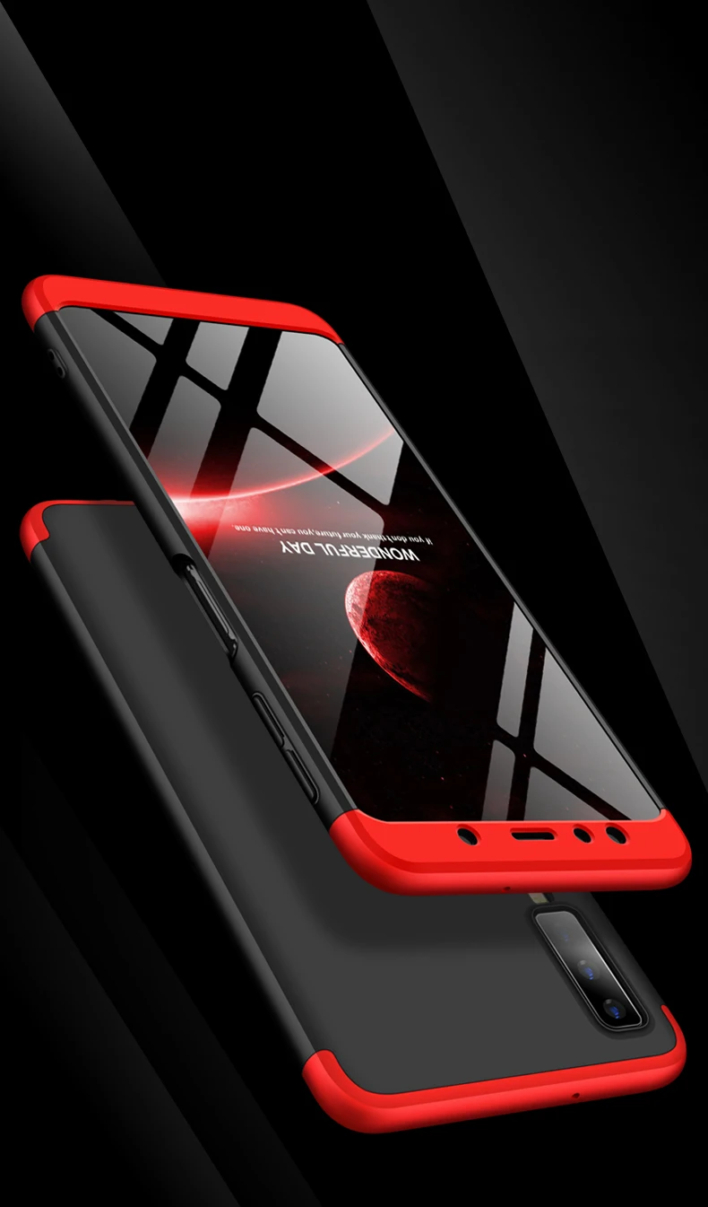 Чехол для Samsung A7 2018 360 цветной Защитный матовый Жесткий чехол с полным покрытием