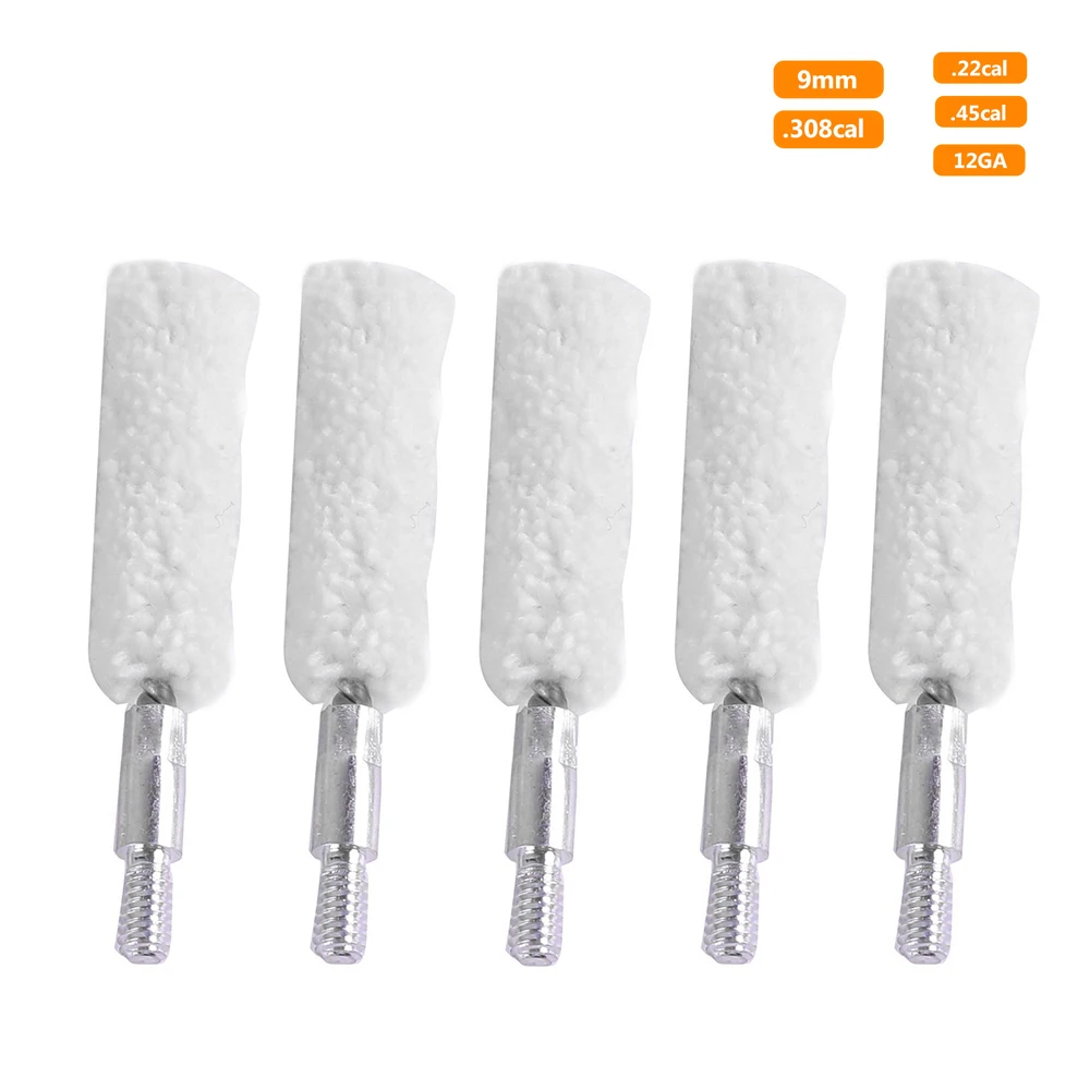 

5Pcs Tactical Mop Brush Set for 9mm Gauge 12 .30/.300/.308cal .22cal .45cal Cleaner Brush Swab Gun Cleaning Kit for Rifle