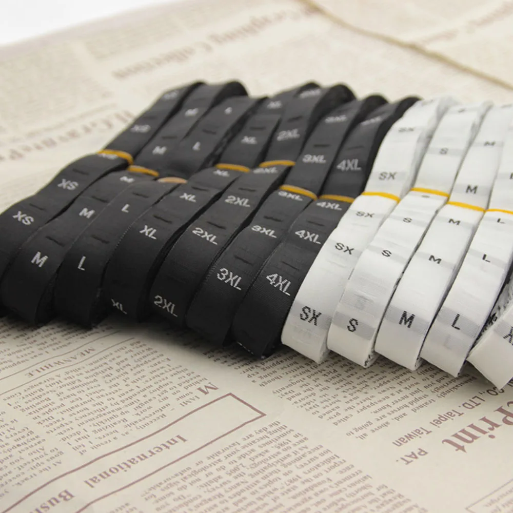 500pcs 1.2cm White Black Size Labels XS-6XL Polyester Cloth Garment Clothing Woven Tags For Clothes Bags Shoes Accessories | Дом и сад