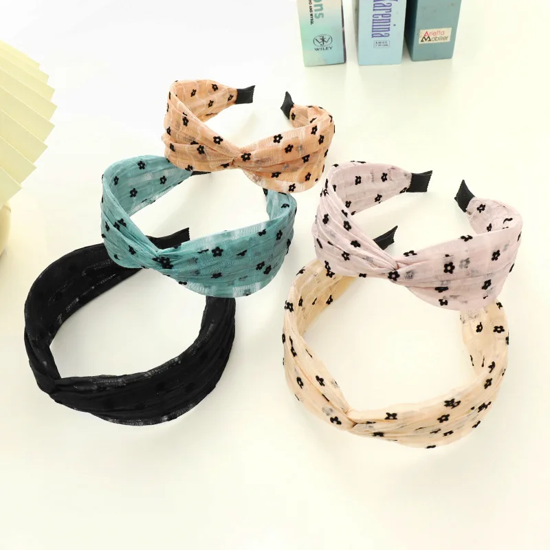 

2021 Vintage Summer Mesh Bezel Hairband Women Hair Accessories Girl Cross Headband Hoop Opaska Do Wlosow Bandeau Femme Diademas