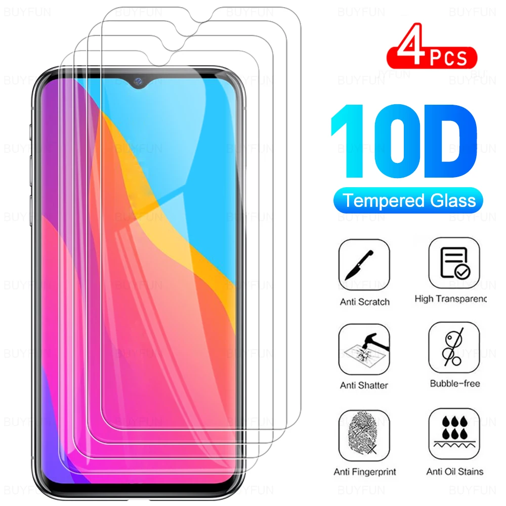

4Pcs Full Cover Protective Glass For Itel Vision 1 Plus Tempered Glass For Vision1+ 1Plus 2020 6.50" Phone Screen Protector Film
