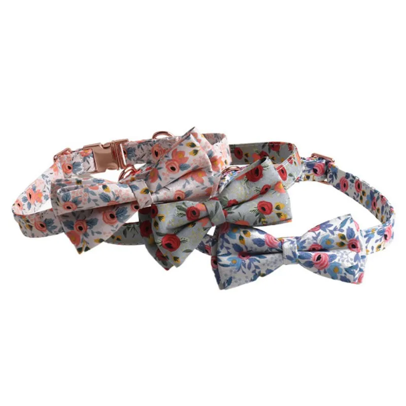 

Fashion Custom Dog Collar Nylon Colorful Print Cute Bow Personalized Pet Collar Puppy Dog Collars For Small Medium Large Dogs