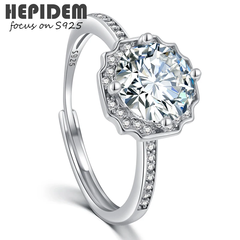 

HEPIDEM 100% 2ct 8mm D Moissanite 925 Sterling Silver Rings 2022 Men Diamond Test Passed Jewelry Women S925 Wedding Gift 1683