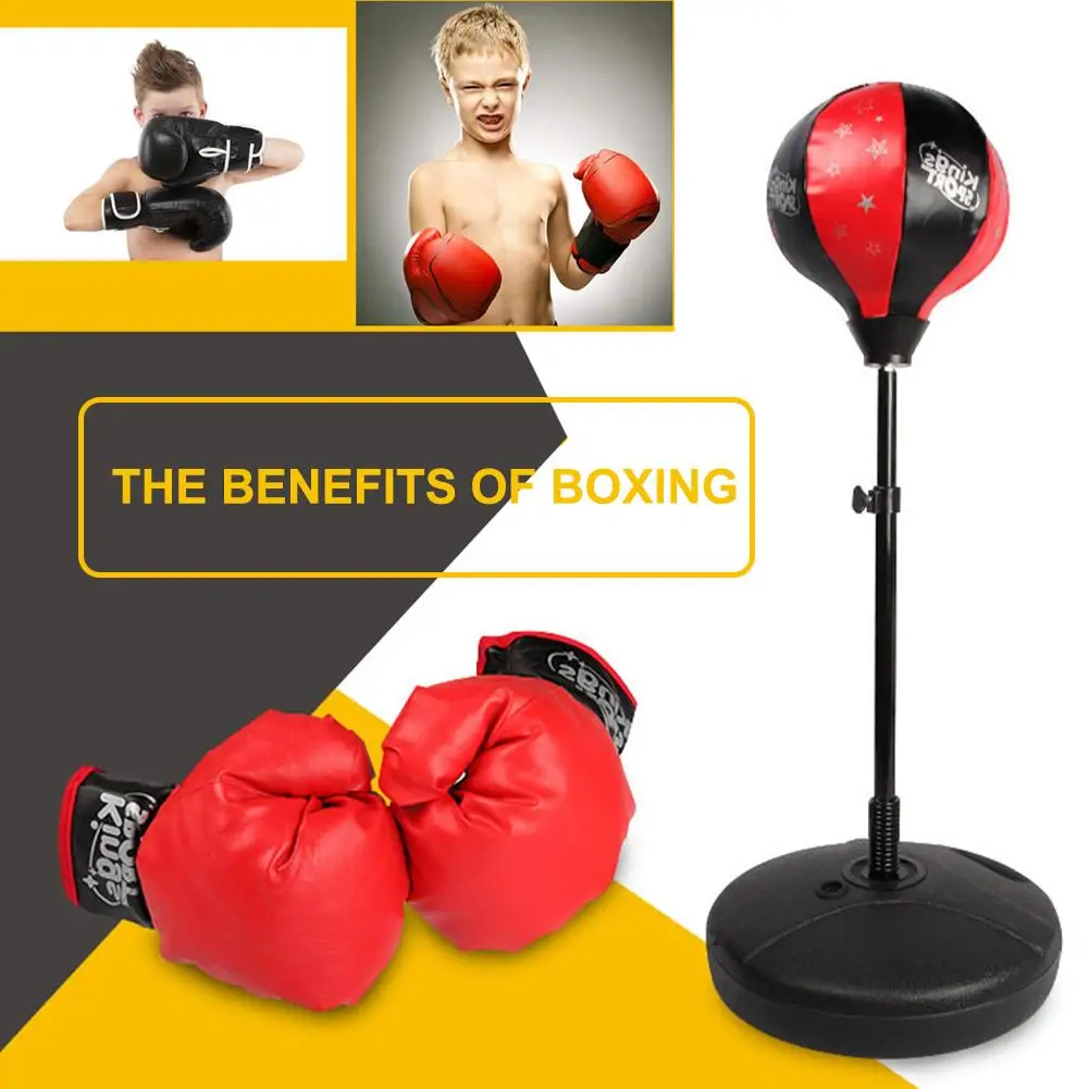 

Children Boxing Reaction Ball Height Adjustable Taekwondo Training Ball With Gloves Fitness Sports Boys Girls Training Equipment