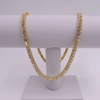 hiphop 1 row tennis chain iced out mens necklace 5mm 4mm 3mm gold silver color tennis chain crystal rhinestone bling jewelry cz