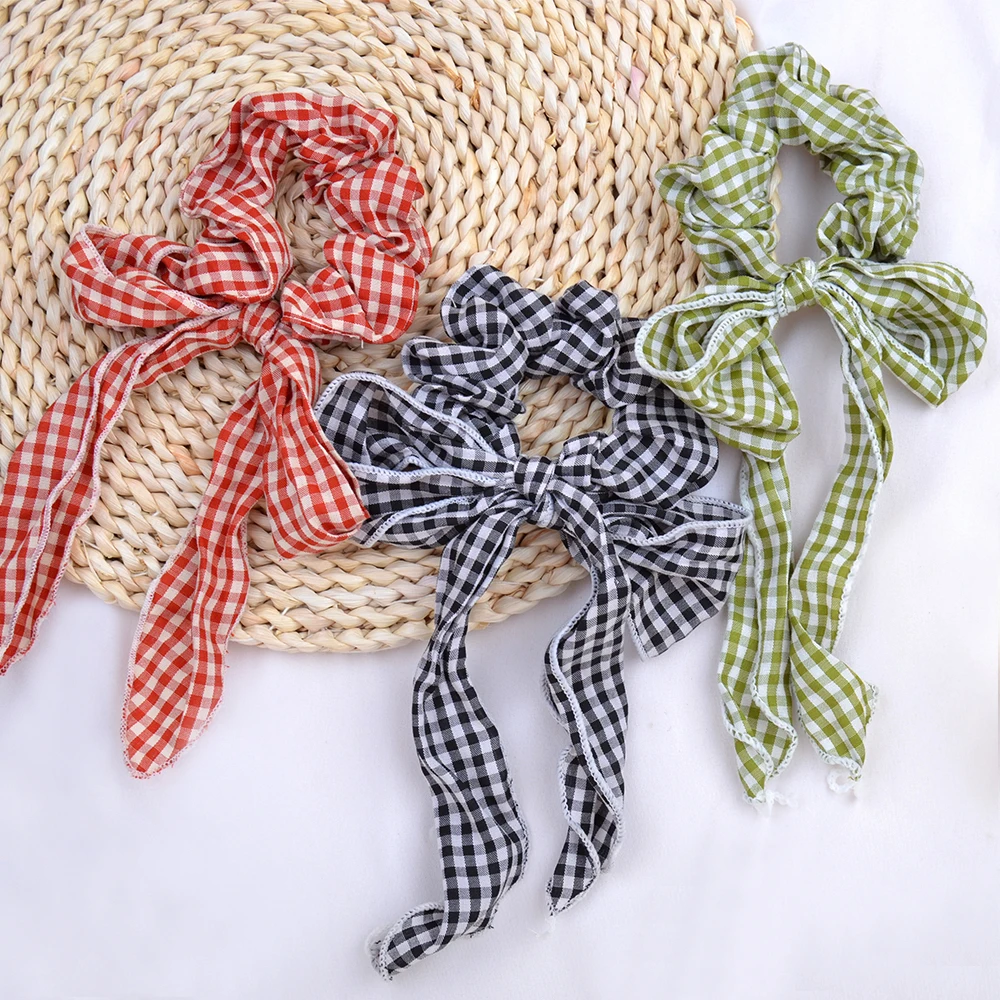 

New Arrival Fashion Women Plaid Bow Hair Scrunchie Elastic Hair Band For Girls Ponytail Hair Rope Ties Headwear Hair Accessories