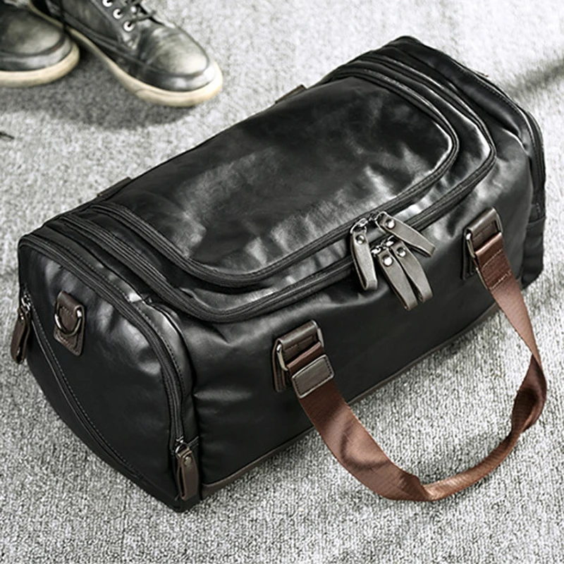

2021 new fashion sports bag men's handbag travel large capacity bag leather bag PU travel bags overnight bag weekend bag