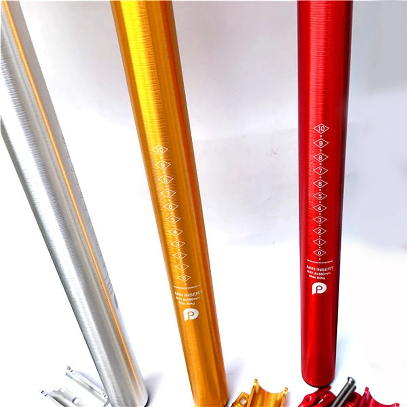 

Litepro 2PCS Folding Bike Seat Post 31.8mm 580mm Aluminum Alloy Bike Seatpost Bicycle Seat Tube for Brompton, Silver & Red