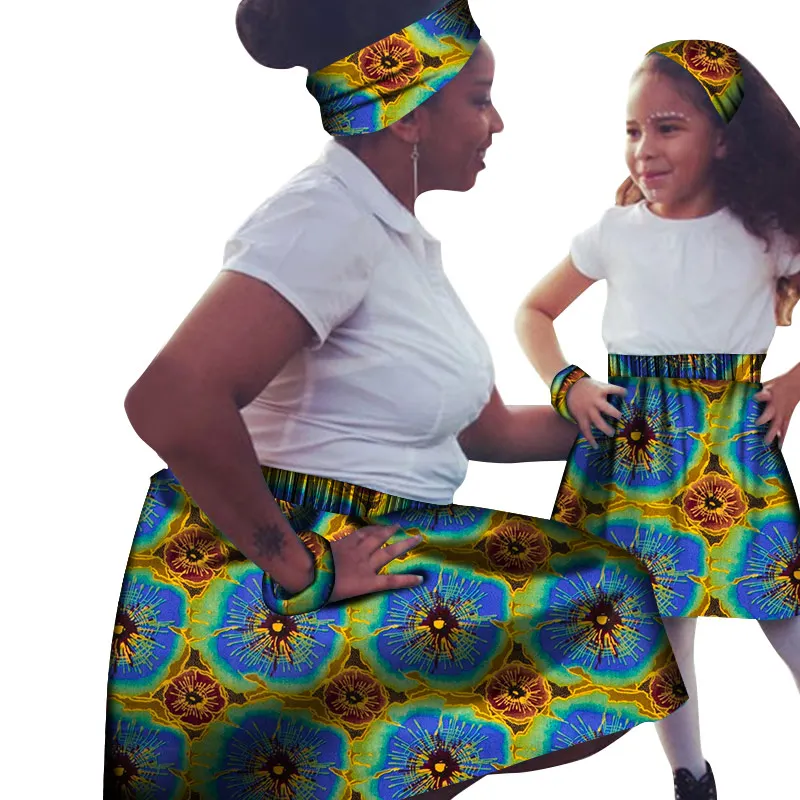 

BRW 2021 Hot Sale Ankara Fabric Necklace And Skirt Exotic Colors African Chokers Necklaces And Skirt Print Fabric WYB402