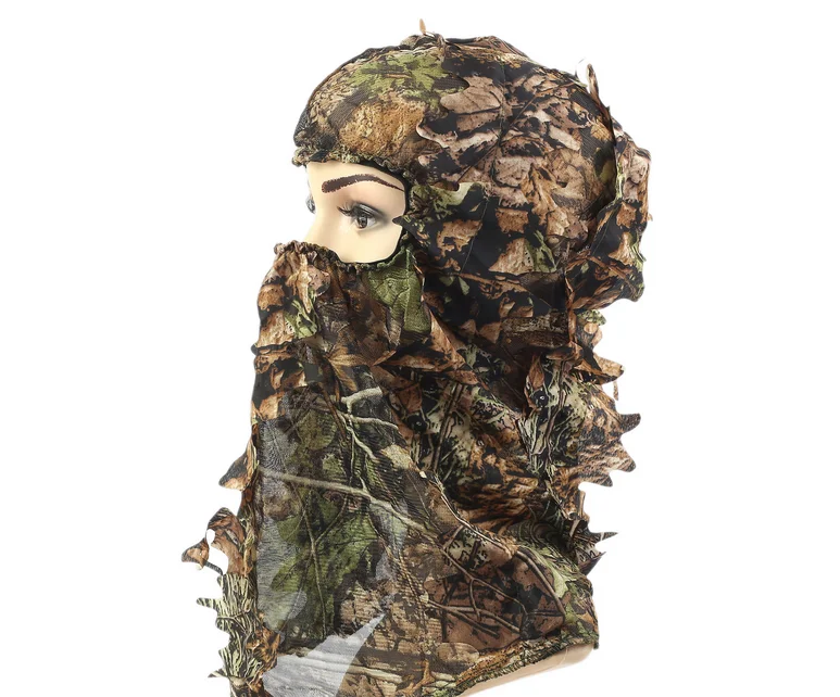New Camouflage Leafy Hunting Ghillie Suits Hood Green Head Net Eyehole Opening and Leaf Pattern Accessories | Спорт и развлечения