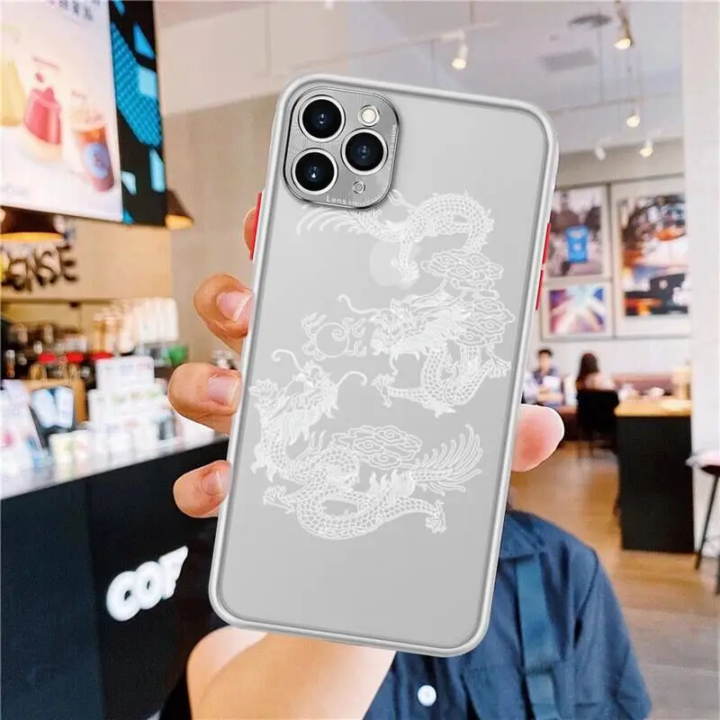 Fashion Dragon Animal Pattern Phone Case For iphone 12 11 Pro Max Mini XS 8 7 Plus X SE 2020 XR Matte Transparent Light Cover |