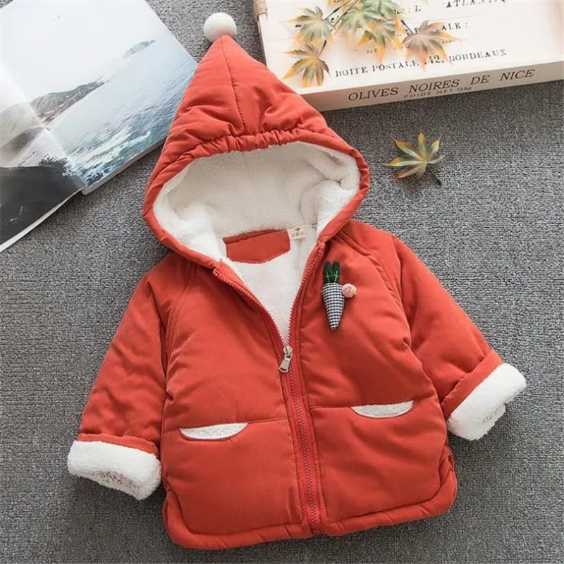 Пальто для новорожденных девочек хлопковое пальто с капюшоном младенцев красное