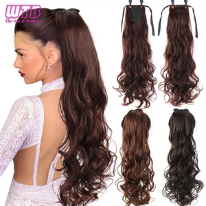 WTB длинные волнистые волосы на шнурке для конского хвоста синтетические удлинители для конского хвоста для женщин Черная Коричневая Лента накидка на клипсе удлинители волос