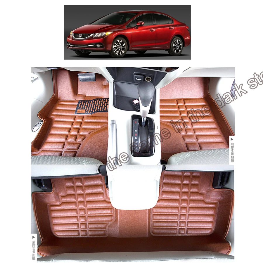 Lsrtw2017 кожаные автомобильные коврики для honda civic 2006 2007 2008 2009 2010 2011 2012 2013 8th 9th аксессуары ковер
