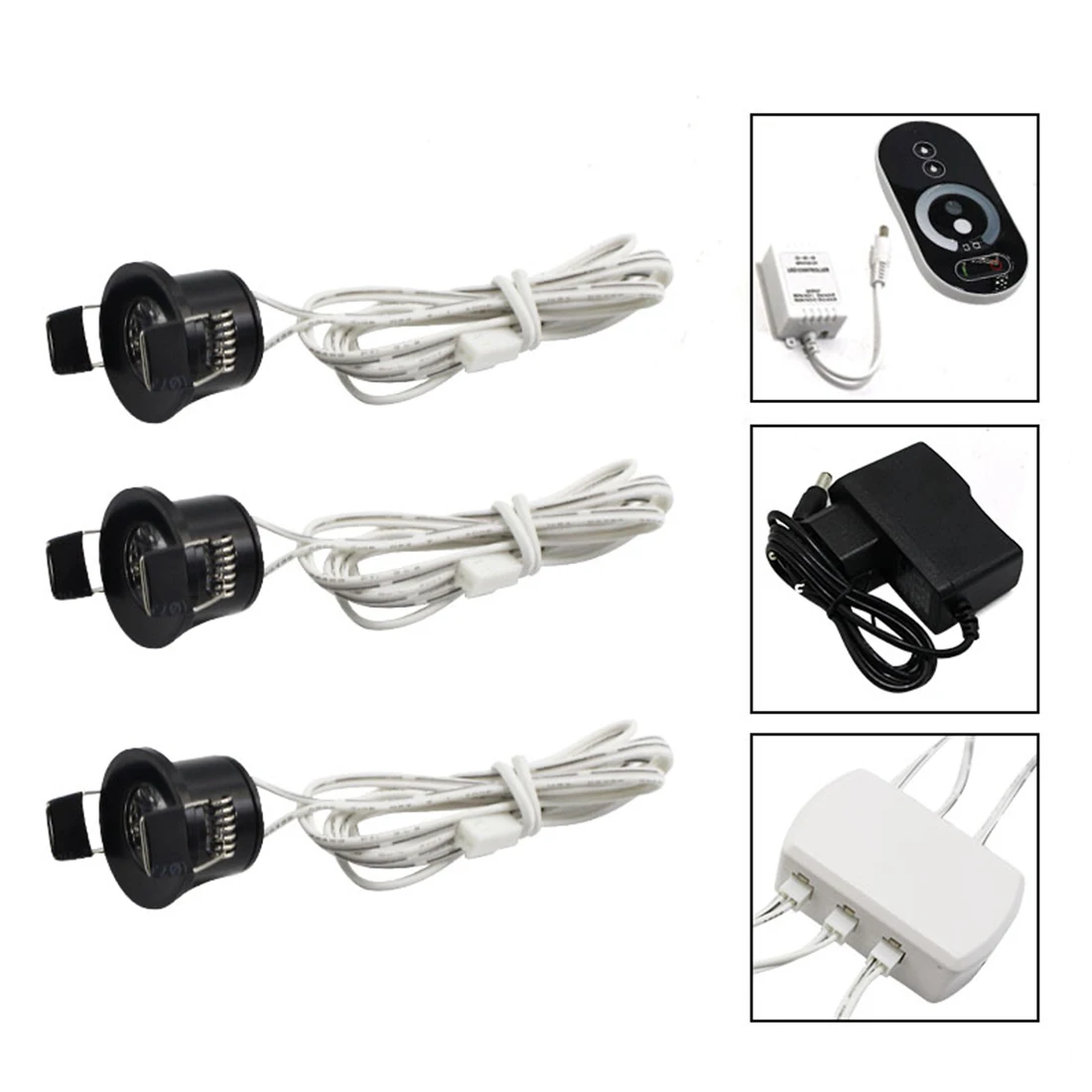 Dimmable 3 lamp set Светодиодный IARY 12V Мини светодиодный точечные потолочные светильники с регулируемой яркостью лампы комплект дистанционного Управление потолочные встраиваемые 1,5 Вт 27 мм выреза для черная подсветка для шкафов - Испускаемый цвет: Dimmable 3 lamp set