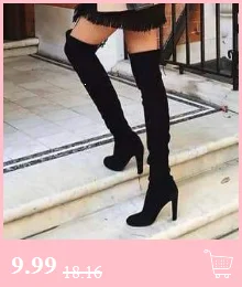 WENJYUJH Women Winter Thin Heel Long Female Over the Knee Flat Stretch Sexy Fashion Shoes New Fashion Wild Trend Tie Boots