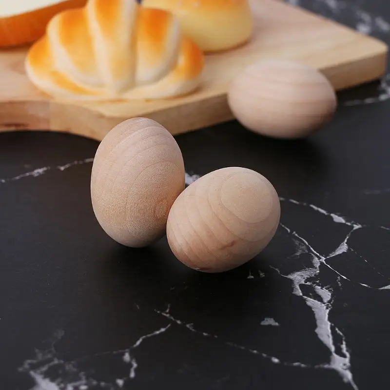 

Natural Wood Simulation Eggs Manual Graffiti Painted Exercise DIY Creative Easter Egg Children Early Educational Toy