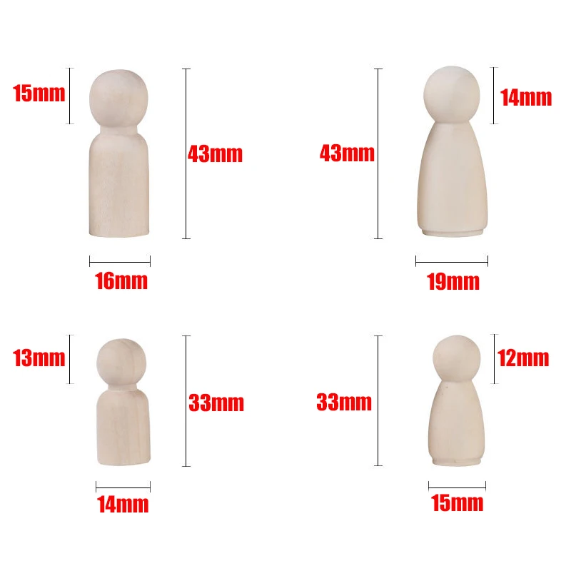 50 шт. деревянные Peg куклы игрушка ручная роспись необработанные детские Doodle
