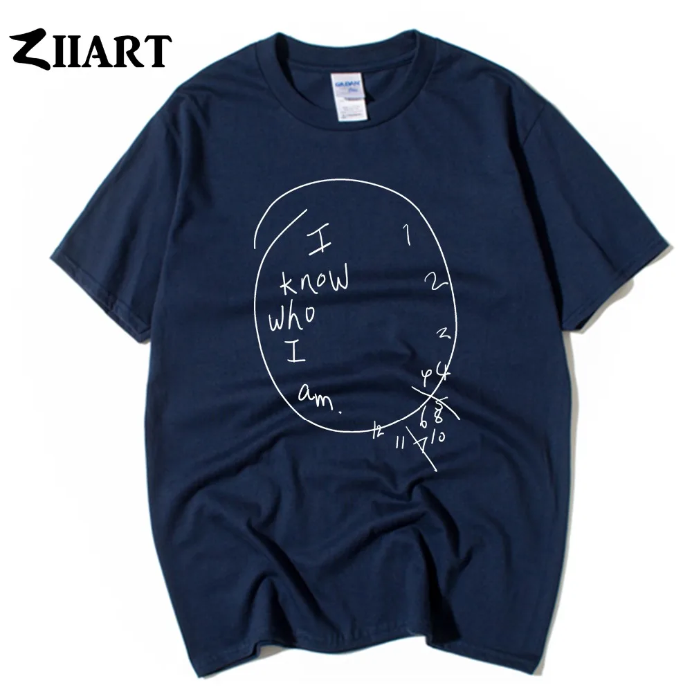 NAVY BLUE Я знаю, кто я, настенные часы, Ганнибал лектор, парная одежда, Мужская хлопковая футболка с круглым вырезом и коротким рукавом - Цвет: NAVY BLUE